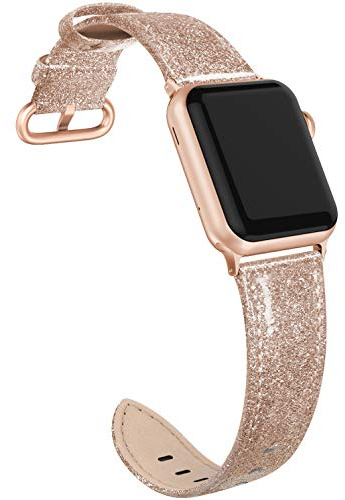 PARMPH Bracelet en cuir compatible avec Apple Watch 38 mm, 40 mm, 41 mm pour homme et femme, bracelet de rechange en cuir véritable pour iWatch Series 8 7 6 5 4 3 2 1 SE Sports & Edition,7.5, Cuir