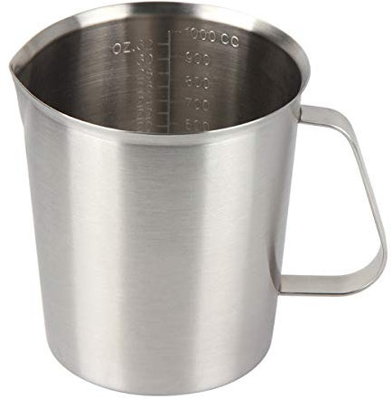 Kitchnexus Messbecher Edelstahl 2L, Milchkännchen Messkanne Milk Pitcher für Küche Kaffee Latte Cappuccino