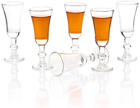 Cordial Glasses,1 OZ Lead-Free Limoncello Glasses, Clear Aperitif Glasses Set of 6