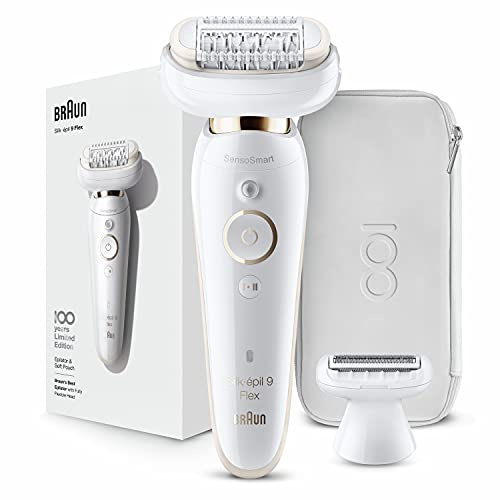 Épilateur Wet & Dry Silk-épil 9 Flex, Design Edition et 4 Accessoires, Dont Une tête de Rasoir.