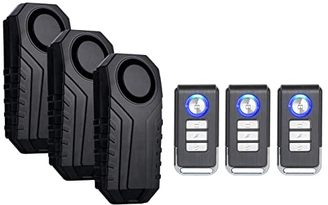 Mengshen 3 Pack Wireless Bicycle Anti-Theft Alarm with Remote Control Security Burglar 113dB Loud IP55 Waterproof for Bike Motorcycle Vehicle Scooter