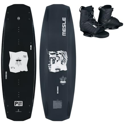 MESLE Wakeboard Set Pilot mit Core Bindung, Wakeboard für Boot & Seilbahn mit Grind Base, Board für Fortgeschrittene bis Profis