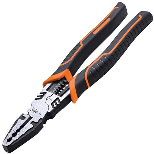 VANJOIN Lineman Pliers, 10-inch High Leverage Linesman Pliers, 6-in-1 Multi-purpose Combination Pliers, Heavy Duty Side-cutting Pliers for Screw Removing Wire Cutting Stripping Crimping Gripping