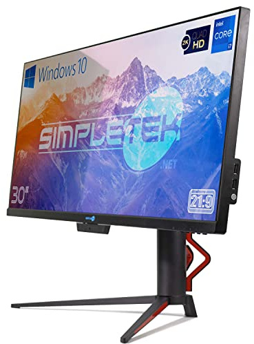 SIMPLETEK All in One 30 Schermo 2K Core i7 16GB SSD 480GB Windows 10 Pro | Ultrawide IPS 21:9 WiFi6 Bluetooth 5 Webcam Integrata PC Desktop Fisso Aio