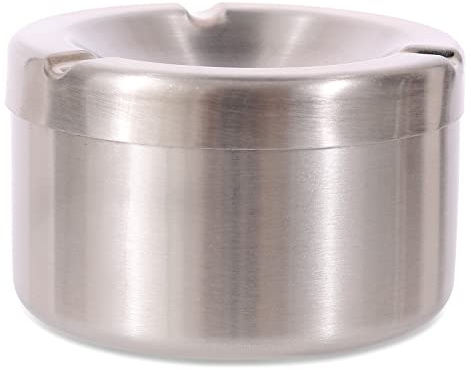 FriyGardcn Cool Stainless Steel Ashtray with Lid for Cigarettes - Indoor or Outdoor Use