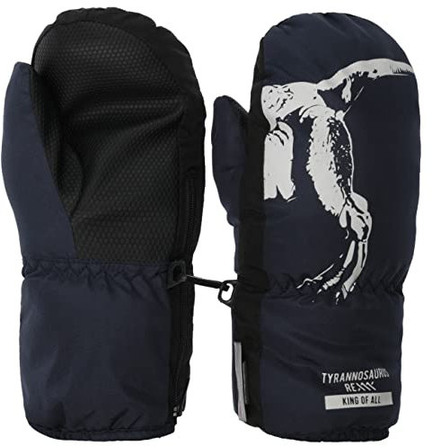maximo® Jungen Fausthandschuhe Dino leuchtet im Dunkeln, Größe:2, Präzise Farbe:Navy/Black