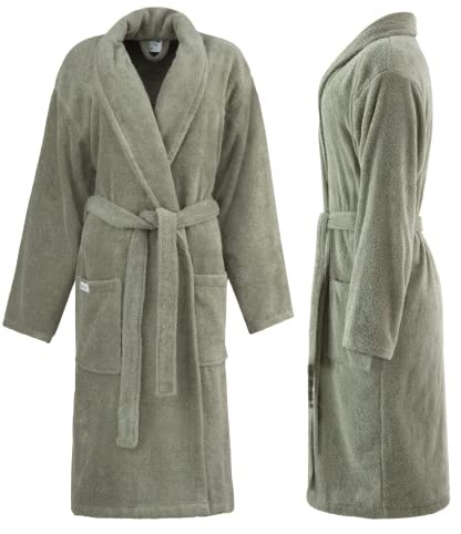 PandaHome Bademantel Damen und Herren aus 100% Baumwolle, Morgenmantel Frottee Kuschel, Saunamantel Warm und Kuschelig, 400 g/m²