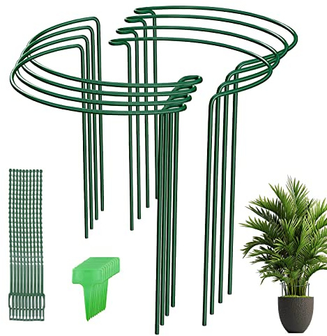 8 Stück pflanzenstütze, ASSUGO staudenhalter rund aus beschichtetem Stahl, Metall Garden Halbrund Stützring käfighalter Rankhilfe Klettergitter für Pflanzenanbau Grenzstütze(25 * 40cm)