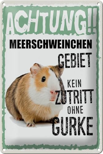 FEMER Blechschild Spruch 20x30cm Achtung Meerschweinchen kein Zutritt ohne Gurke