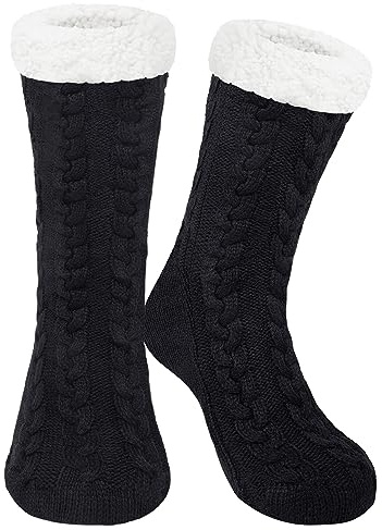 Justay Sowarm Calcetines Hombre Antideslizantes Hombre Invierno Calcetines de Casa Térmicos Navideños