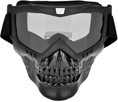 SUNGOOYUE Motorradhelmbrille, Unisex Outdoor Schädelhelmbrille mit ABS Rahmen Gesichtsmaske Motorrad Rennbrille (Grau)