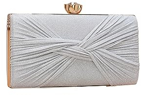 CORIOS Glitzer Pailletten Clutch Tasche Damen Abendtasche Hochzeit Brautbörse Handtasche Klein Tasche Strass Schultertasche Elegante Diamant Umhängetasche für Abschlussball Bankett-Party Silber