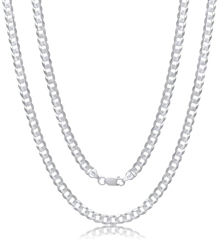 AKA Gioielli® - Panzerkette 7mm 925 Sterling Silber - Echt Silberkette, Halskette für Herren und Damen - Längen: 45, 50, 55, 60, 65, 75 cm - Made in Italy