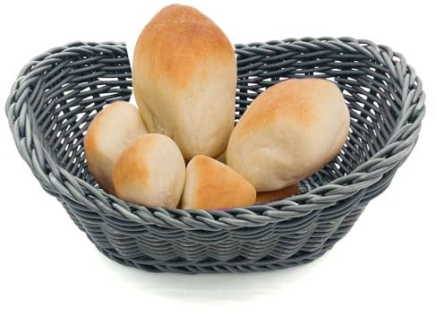 nanologi Mehrzweck-Korb, Aufbewahrungskorb, ca. 29 x 20 x 15 cm, Geeignet für Hotel und Gastronomie, Geflochtener Mehrzweck Korb Kunststofffaser, Brotkorb, Geschenkkorb - Grau