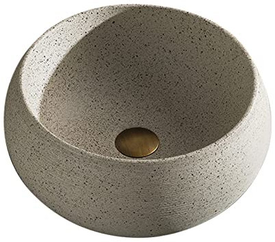 Lavabo Lave Main Lavabo de salle de bain rond circulaire au-dessus du comptoir en porcelaine de 15,7, éviers de lavabo artistiques adaptés au balcon de la salle de bain de la maison Pour les salles d