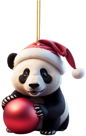 Niedlicher Cartoon Panda Weihnachtsanhänger Anhänger Christbaumschmuck Set Weihnachtsdeko Anhänger Ornamente Spaß Weihnachtsanhänger Deko für Weihnachten und Party Dekoration (D, One Size)