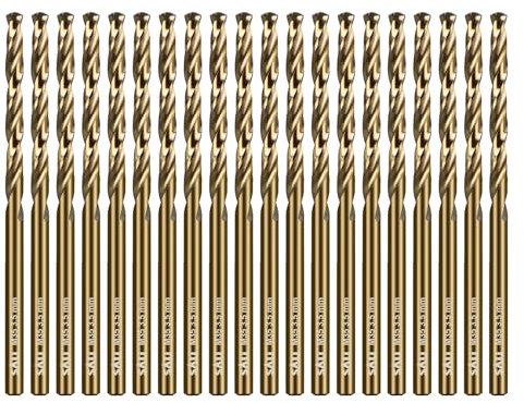 SALI Set di 20 punte per trapano M35 HSS Cobalt con punte elicoidali da 3,5 mm, HSS-Co, per legno, metallo, plastica, alluminio, plastica rigida, acciaio inossidabile