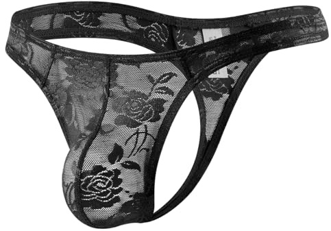 Casey Kevin Tangas para Hombre Tanga de Encaje Sexy Ropa Interior Talle Bajo Tanga Transparentes Thong
