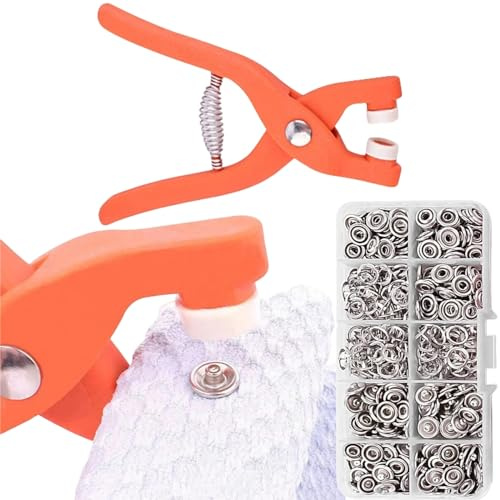 Kits Bottoni Automatici a Pressione con Pinze a Scatto,Bottoni a Pressione Cava,100 Set Bottoni Automatici Bottoni a Pressione,Metallo Bottoni Automatici da Cucire,per Borse Giacche Jeans Artigianato