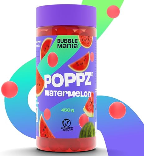POPPZ Popping Boba Fruit Pearls for Bubble Tea - Fruit Bursting Tapioca Pearls by Bubble Mania | 450g (Pack of 1) (Watermelon)