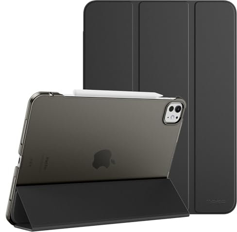MoKo Hülle für iPad Pro 11 Zoll (M5 2025 / M4 2024), Ultradünne Standhülle mit Transluzent Hart PC Rückseite für iPad Pro 11'' 2025/2024, Unterstützt Apple Pencil Pro, mit Auto Schlafen/Wache, Schwarz