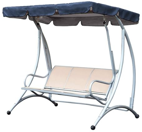 SHAIYOU Swing Chair Canopy Replacement, 3 Seater Garden Swing Seat Canopy Cover, Proof Garden Hammock Top Cover, Waterproof Windproof Anti-UV Replacement Canopy (Navy Blue,195 * 125 * 15cm)