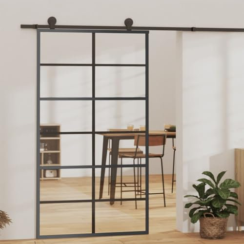 Sufrk Porte coulissante et quincaillerie Verre et Aluminium 102x205cm,Abris De Jardin,Abri De Stockage pour Jardin,Abri D'Outils De Jardin