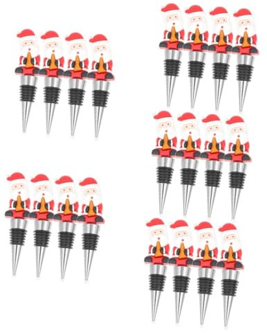 Cabilock 20 Stk Weihnachtliche Weinkorken Weinbewahrer Weinflaschenkorken weihnachtsdeko Weinstopper Weinverschluss Stecker für Weinflaschen Wiederverwendbarer Weinflaschenverschluss