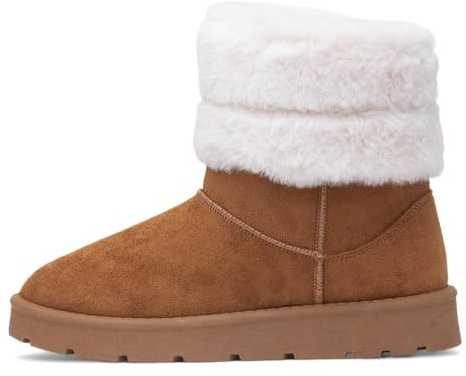 Lilley Womens Tan Faux Fur Pull On Ankle Boot - Size 4 UK - Brown