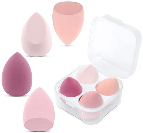 Esponja Maquillaje, 4 Piezas Esponjas Desmaquillantes, Húmedo y Seco, 4 Colores Beauty Blender, Esponjas de Maquillaje Para Base de Maquillaje, para la Mayoría de Cosméticos