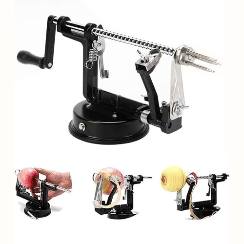 LIULIQ Apple Peeler Slicer Corer, Stainless Steel Apple Corer Slicer Peeler with Powerful Suction Base and Non-slip Hand Crank for Fruits Potatoes or Veggies Fall Picking Season Seasonal Gift