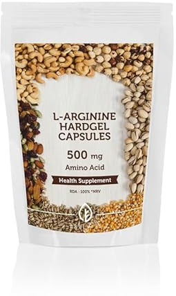 L-Arginine 500 mg Hardgel 90 capsules – Booster d'oxyde nitrique | Croissance musculaire et performance athlétique | Soutien immunitaire