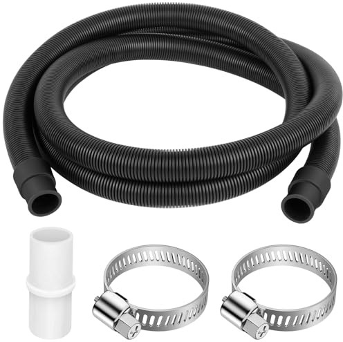 twoonto Universal Washing Machine Drain Hose Extension, 2.5M Black, Set with Hose Connector and Clamps