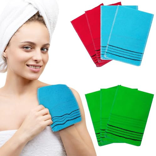 7 Stück Peeling Handschuh,Doppelseitig Koreanischer Waschlappen Peeling Mitt,Bunte wiederverwendbare Bad Waschtuch,für tiefe saubere tote trockene Haut Zellen entfernen Haut Schmutz(3 Farbe)