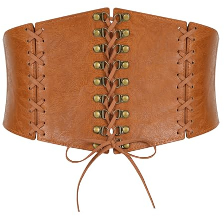 WERFORU Damen Korsett Gürtel Vintage Elastischer Taillengürtel Breiter Gürtel Korsett für Kleider Halloween Kostüm