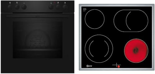 NEFF EX1B0, Herd-Set bestehend aus E1DCA0AK3, N 30, Herd, 60 x 60 cm, CircoTherm & M16SRF0L0, N 50, Elektrokochfeld, Bräterzone, Edelstahlrahmen