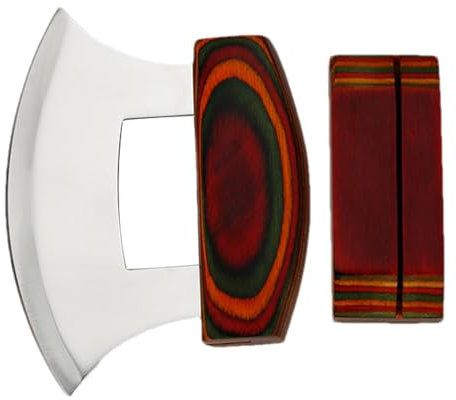 Cutter pizza a dondolo, elicottero insalata di mezzaluna | Alaska Ulu Ulu in acciaio inossidabile, manico ergonomico non slip con supporto in legno per tagliare le insalate