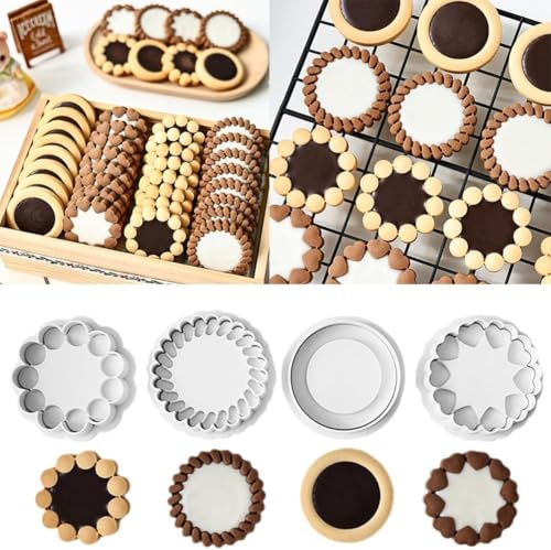 3D-Ausstechformen in Blumen-Form, für Schokolade, Sandwich, Marmelade, Sandwich, Blumen, Keksausstecher, Kunststoff, Plunger-Form, DIY 3D-Fondant-Stempel, Keksformen zum Backen, 4 Stück