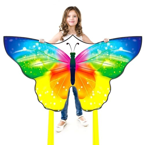 Kaiciuss Schmetterlings-Drachen für Kinder und Erwachsene, einfach zu fliegen für Anfänger, 91 m Drachenschnur, Griff inklusive, perfekt für Outdoor- und Strandausflüge