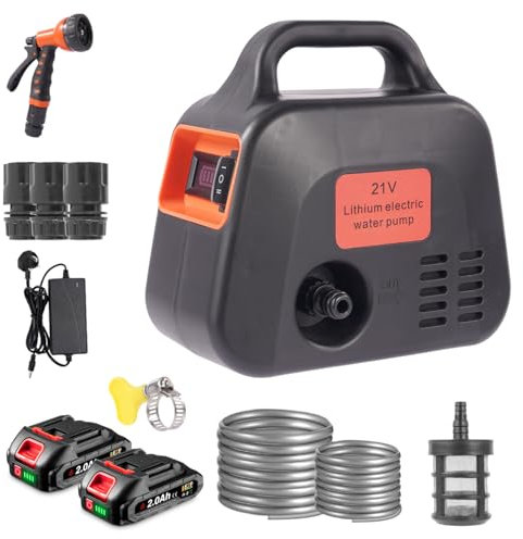 Wireless Electric Water Pump - Portable Self-Priming Pump for Makita, Digital Battery Display Water Pump with 10M Hose 3m Water Inlet Pipe for Pond Draining(No Battery)