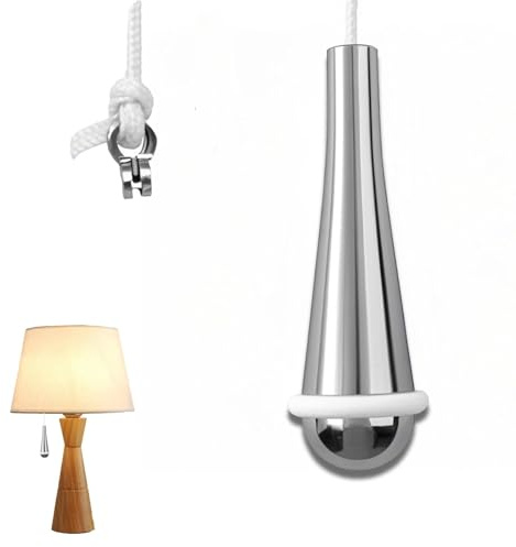 Bathroom Light Pull Cord – White Elegant Drop Handle Cord Light Switch for Shower & Ceiling