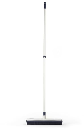 Beldray Deep Clean Rubber Head Broom With Dust Blockers | Integrated squeegee edge, telescopic handle to 120 cm, cloth clips for wet/dry cloths, indoor hard floors, windows, tiles