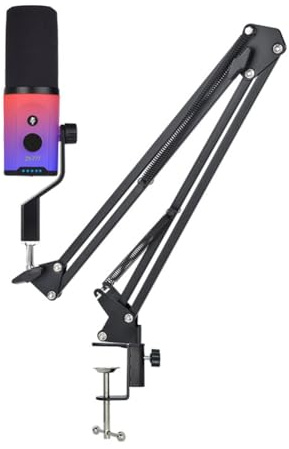 Fegtrtyoa RVB Éclairage Arm XLR/USB Kit de Microphone Dynamique avec Prise Casque pour Le pour Le Podcasting Enregistrement en Direct en Direct