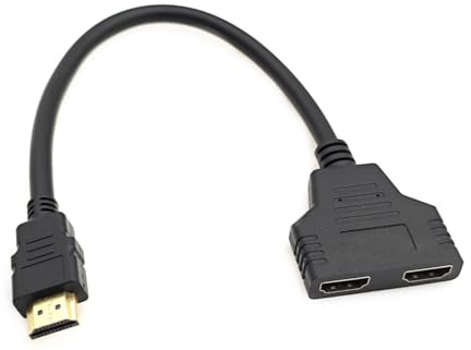 JZK 30CM Câble Adaptateur répartiteur HDMI 1 à 2 Voies, 1 en 2 Sorties, câble d'extension HDMI mâle vers Double Femelle 1080P pour HDTV HD, LED, Moniteur LCD et projecteurs