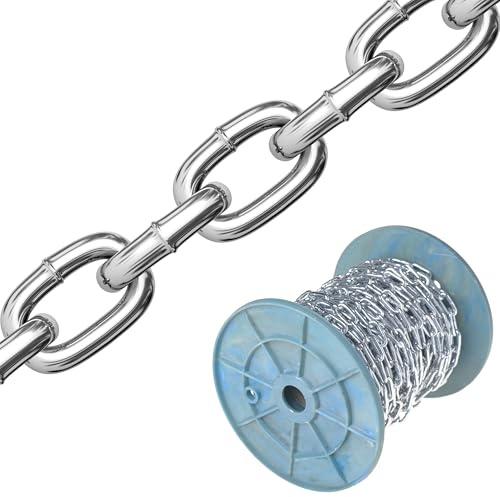 4 Metres (2mm) Stainless Steel A4 Marine Grade Chain Heavy Duty Durable Security Short Links Metre Cut Length 125kg Working Load DIN766 K02A