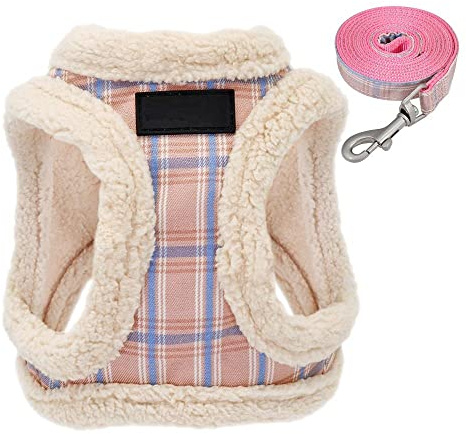 Hundsele， Och koppel mjuk väst vadderad valpsele set justerbart for små medelstora hundar blå M(Pink,XXS)