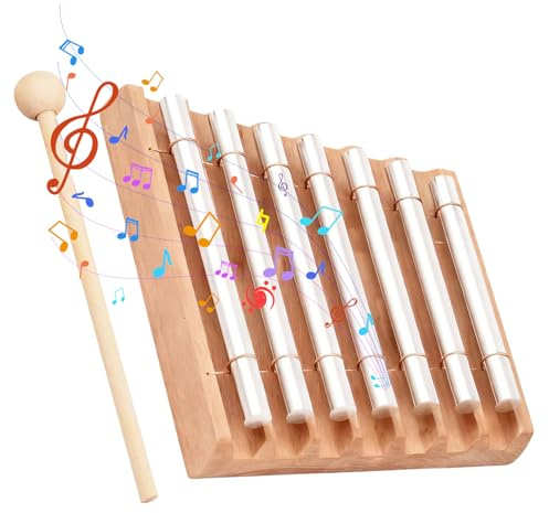 Energy Chimes, Energy - Varilla sonora de 7 tonos, barra de sonido Energy Chime con mazo de madera, timbre energético, instrumento de percusión para educación musical temprana y meditación de yoga