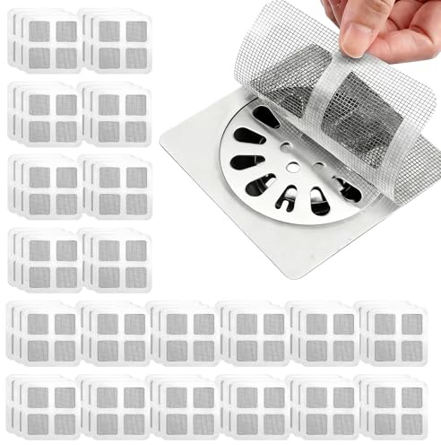 60 Stück Haarsieb Dusche, Abfluss Haarfänger Aufkleber, 10x10 cm Haarsieb für Dusche und Abflusssieb Dusche, Duschrinne Haarsieb für Badewanne, Spülbecken Feinmaschig Filter Gegen Verstopfung