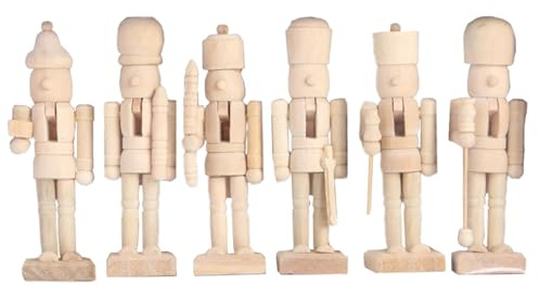 AZIDWERYQ Schiaccianoci incompiuti 6 pezzi Natale fai da te Schiaccianoci in legno liscio non verniciato Decorazioni natalizie per tavolo da ufficio domestico non verniciato