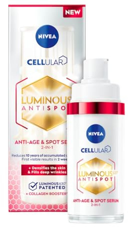 NIVEA Cellular Luminous 630 Anti-Age Serum Against Pigmentfläckar, 30 ml – Anti-Spot & Anti-Age Brightening Face Serum med hyaluronic Acid & Collagen Booster för Even Skin Tone